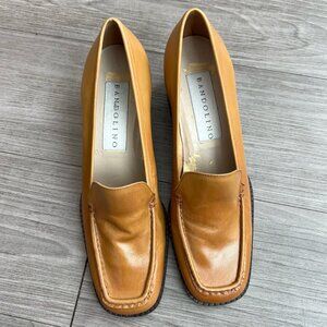 Vintage Bandolino Tan Square Toe Loafers Block Heel Size Size W7